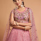 Pink & Gold-Toned Embroidered Kalamkari Semi-Stitched Lehenga &amp; Unstitched Blouse With Dupatta