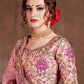 Pink & Purple Embroidered Semi-Stitched Lehenga &amp; Unstitched Blouse With Dupatta