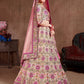 Pink & Purple Embroidered Semi-Stitched Lehenga &amp; Unstitched Blouse With Dupatta