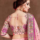 Pink & Purple Embroidered Semi-Stitched Lehenga &amp; Unstitched Blouse With Dupatta