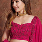 Pink & Silver-Toned Embroidered Sequinned Bridal Lehenga Choli Set With Dupatta