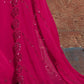 Pink & Silver-Toned Embroidered Sequinned Bridal Lehenga Choli Set With Dupatta
