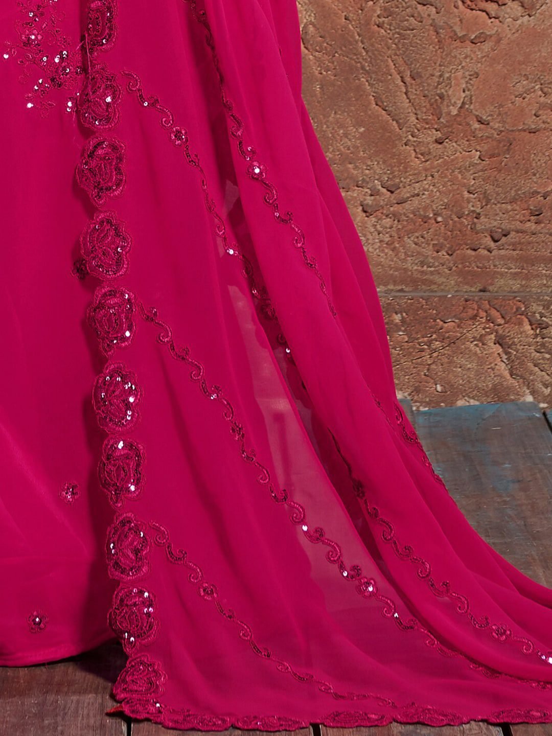 Pink & Silver-Toned Embroidered Sequinned Bridal Lehenga Choli Set With Dupatta