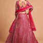 Pink & Silver-Toned Embroidered Sequinned Kalamkari Semi-Stitched Lehenga &amp; Unstitched Blouse With