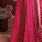 Pink & White Embellished Thread Work Semi-Stitched Lehenga & Unstitched Blouse With Dupatta