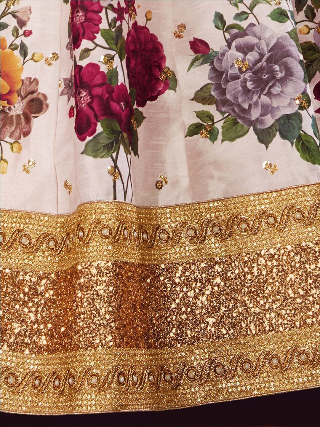 Printed Semi-Stitched Lehenga Unstitched Blouse With Dupatta