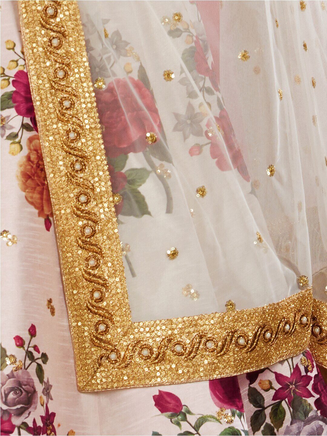 Printed Semi-Stitched Lehenga Unstitched Blouse With Dupatta