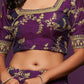 Purple Gold Embroidered Semi-Stitched Lehenga Unstitched Blouse With Dupatta