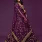 Purple Gold Embroidered Semi-Stitched Lehenga Unstitched Blouse With Dupatta