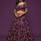 Purple Gold Embroidered Semi-Stitched Lehenga Unstitched Blouse With Dupatta