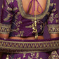 Purple Gold Embroidered Semi-Stitched Lehenga Unstitched Blouse With Dupatta