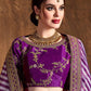 Purple & Gold-Toned Embroidered Semi-Stitched Lehenga & Unstitched Blouse With Dupatta