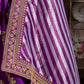 Purple & Gold-Toned Embroidered Semi-Stitched Lehenga & Unstitched Blouse With Dupatta