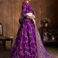 Purple & Gold-Toned Embroidered Semi-Stitched Lehenga & Unstitched Blouse With Dupatta