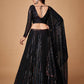 Sequin Embellished Semi-Stitched Lehenga & Unstitched Blouse With Dupatta