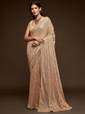 Ivory Fully Sequined Georgette Party Wear Saree