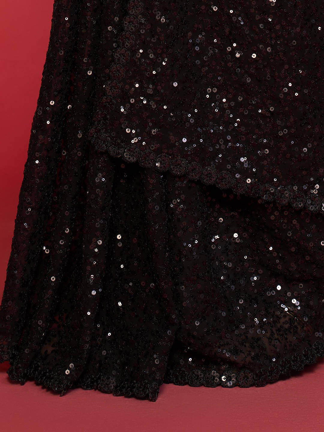 Black Fully Sequined Georgette Party Wear Saree