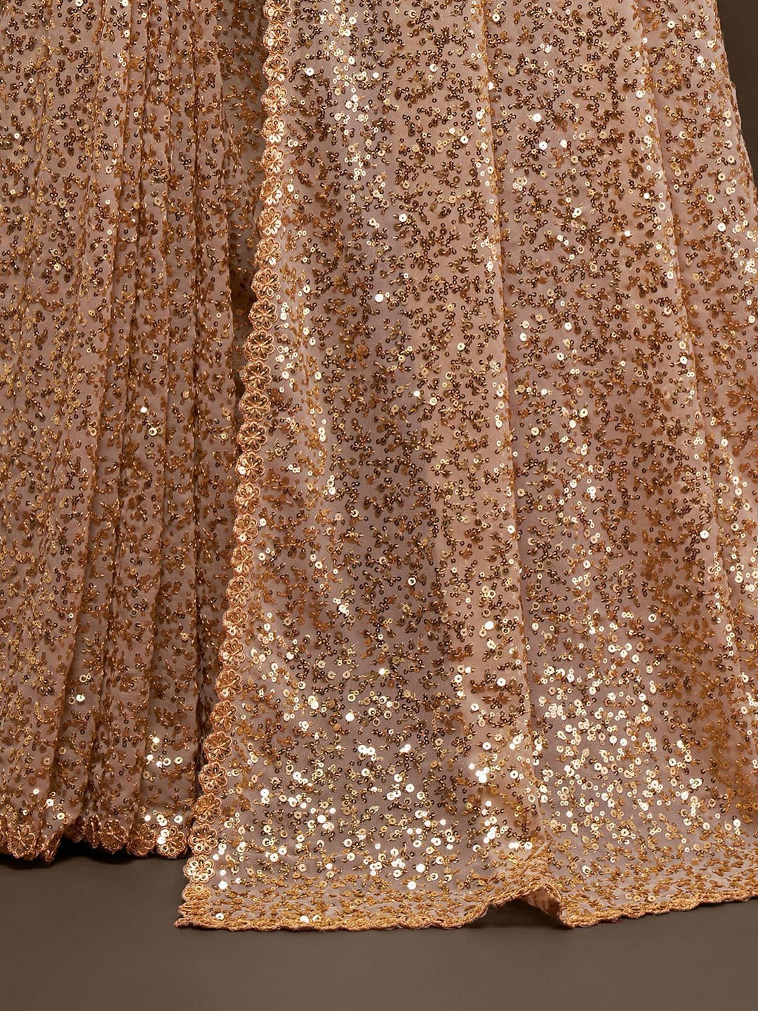 Ivory Fully Sequined Georgette Party Wear Saree