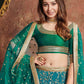 Turquoise Blue & Gold Embroidered Semi-Stitched Lehenga Choli With Dupatta