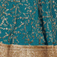 Turquoise Blue & Gold Embroidered Semi-Stitched Lehenga Choli With Dupatta