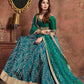 Turquoise Blue & Gold Embroidered Semi-Stitched Lehenga Choli With Dupatta