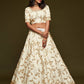 White Embroidered Sequinned Semi-Stitched Lehenga & Unstitched Choli & Dupatta
