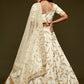 White Embroidered Sequinned Semi-Stitched Lehenga & Unstitched Choli & Dupatta