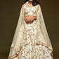 White Embroidered Sequinned Semi-Stitched Lehenga & Unstitched Choli & Dupatta