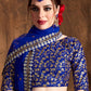 Women Blue & Gold Thread Work Semi-Stitched Lehenga & Unstitched Blouse & Dupatta