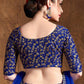 Women Blue & Gold Thread Work Semi-Stitched Lehenga & Unstitched Blouse & Dupatta