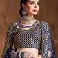 Women Navy Blue & Gold Embroidered Semi-Stitched Lehenga Choli Set