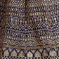 Women Navy Blue & Gold Embroidered Semi-Stitched Lehenga Choli Set