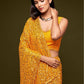 Yellow Fully Sequined Georgette Party Wear Saree