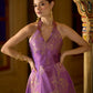Purple Embellished Midi Length Sleeveless dress