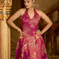 Pink Embellished Midi Length Sleeveless dress