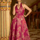 Pink Embellished Midi Length Sleeveless dress