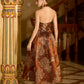 Brown Embellished Midi Length Sleeveless dress
