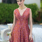 Brown Midi length Sleeveless Embellished Dress