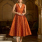 Rust Midi length Sleeveless Embellished Dress
