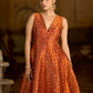 Rust Midi length Sleeveless Embellished Dress