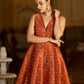 Rust Midi length Sleeveless Embellished Dress