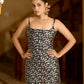 Black Sleeveless Midi Length Embellished Dress
