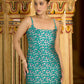 Turquoise Sleeveless Midi Length Embellished Dress