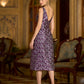 Wine Sleeveless Midi Length Embellished Dress