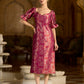 Pink Midi Length Embellished Puff Sleeve Dress