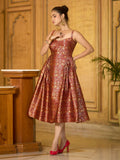 Maroon Sleeveless Emblished Midi Length Dress