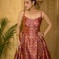Maroon Sleeveless Emblished Midi Length Dress