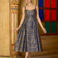 Navy Sleeveless Emblished Midi Length Dress