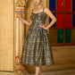 Black Sleeveless Emblished Midi Length Dress