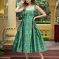 Green Sleeveless Emblished Midi Length Dress